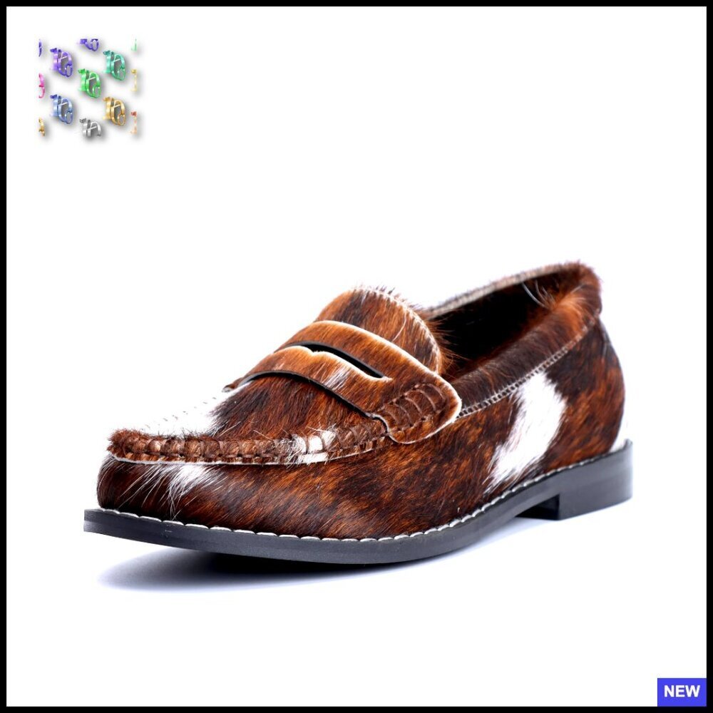 Vintage Penny Loafers Handmade Calf Hair Flats Arch Support Comfortable Designer